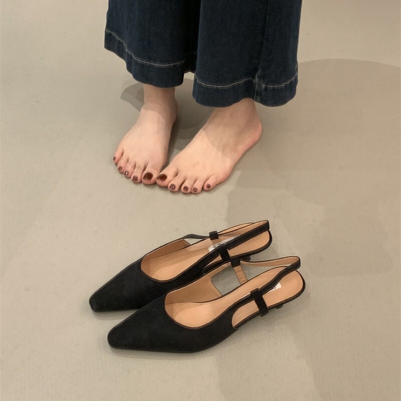 OL professional style suede stiletto closed-toe sandals for women, 2026 new spring-summer versatile commuter backless high-heeled shoes OL professional style suede stiletto closed-toe sandals for women, 2026 new spring-summer versatile commuter backless high-heeled shoes