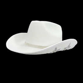 白色牛仔帽钻石款五角星迪克牛仔 五角星钻石帽 西部牛仔毛毡帽