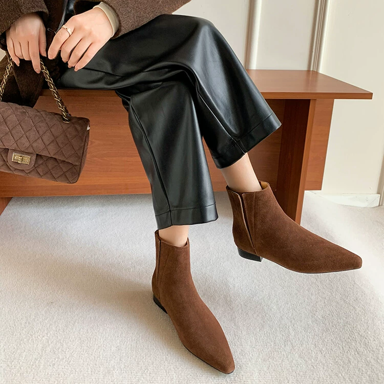 Ретро осенние и зимние сапоги на низком каблуке женские зимние бархатные удобные дикие ботильоны и модные кожаные плоские сапоги