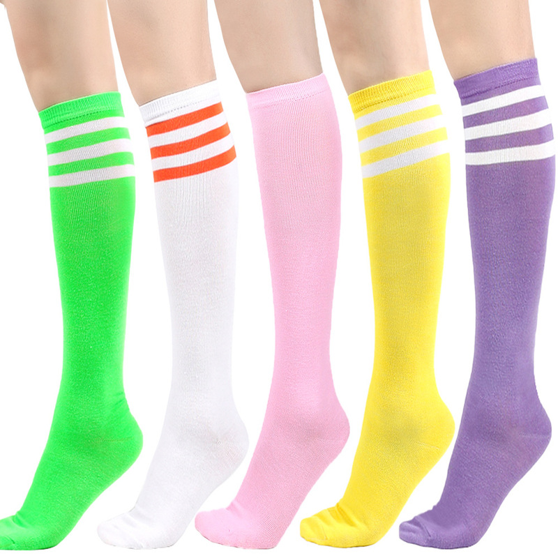 Cross-border three-bar calf socks dance socks cheerleading performance football socks golf socks and knee socks mid-tube socks