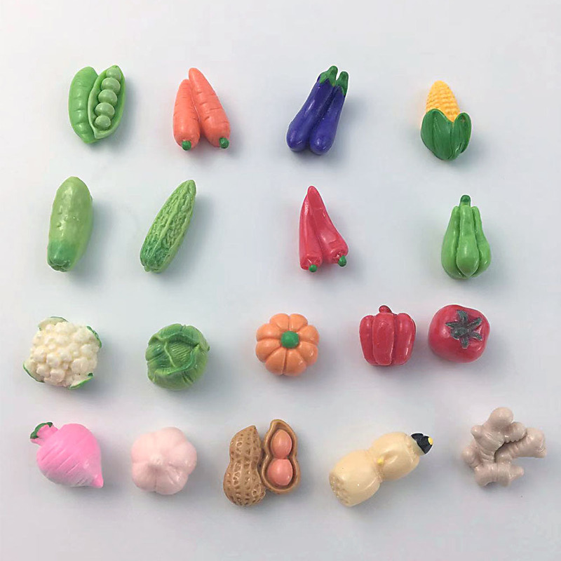 Mini simulation miniature vegetable radish peanut pepper corn lotus root garlic diy resin jewelry accessories wholesale