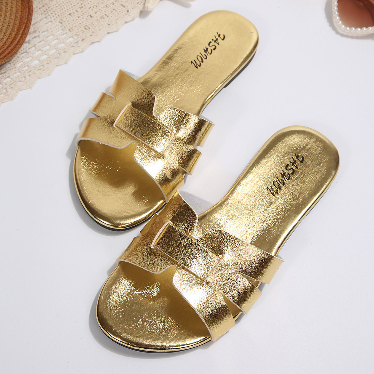Sandalias Planas para Mujer de Cuero Sintético, Cómodas, para Uso Casual image 8