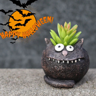 Creative New Black Cat Succulent Flower Pot Courtyard Outdoor Decorative Ornaments Funny Kitten Sculpture Resin Flower Pot