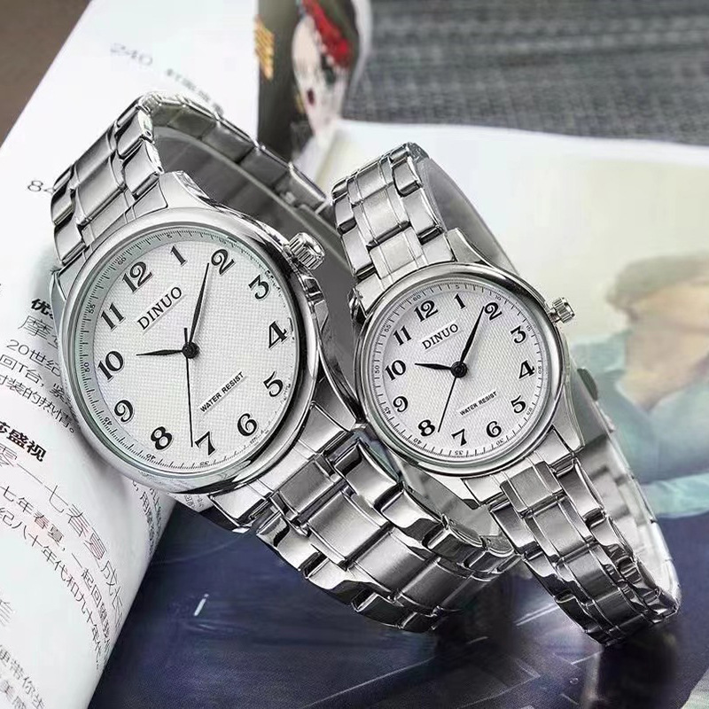 DINUO Watch DINUO Women's Watch Wholesale Steel Belt DINUO Men's and Women's Couple's Watch Digital Quartz 8015