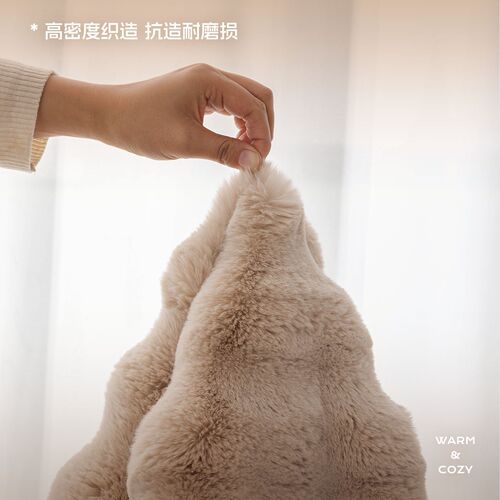 Winter Rabbit Fleece Sofa Cushion with Thick Fleece Seat Pad, Anti-Slip Leather Sofa Cover, High-End Nordic Minimalist Winter Model
