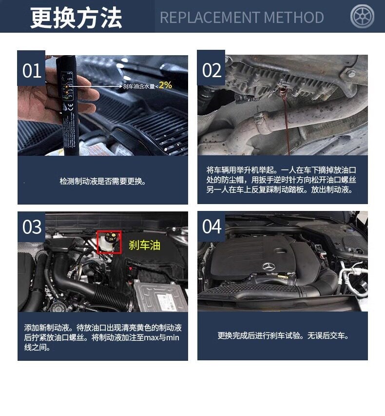 Mercedes-Benz 4S Same-Model Dedicated Brake Fluid Dot4 Plus Original Factory Product Suitable for Gl/C/E/Ml/S-Class Brake Fluid