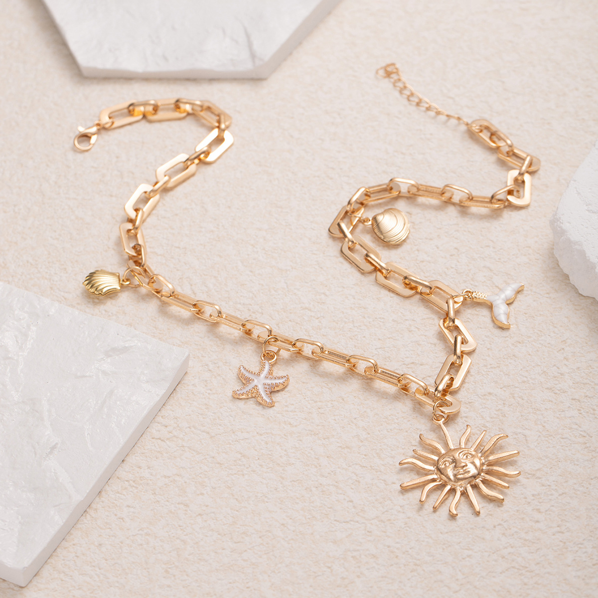 Vacation Style Necklace Hot Selling Fashion New Beautiful Retro Jewelry For Women Starfish Shell Fish Tail_voghion.com
