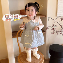 女童加绒背心裙0-5岁冬季女宝宝纯色夹棉连衣裙儿童洋气裙子AQ086