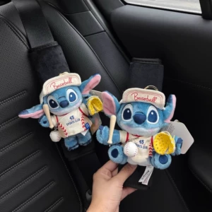 Genuine Baseball Stitch Seat Belt Shoulder Cover Stitch Car Interior Decoration Doll Ornament Female Gift
