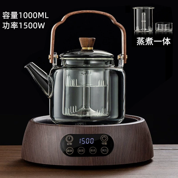 1500W wood grain color K6+ transparent ash pot (one steaming and cooking inner liner)