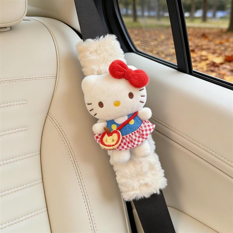 Hellokitty Car Seat Belt Shoulder Pads Car Interior Seat Belt Decoration Anti-Wear Clothing Couple Set for Women