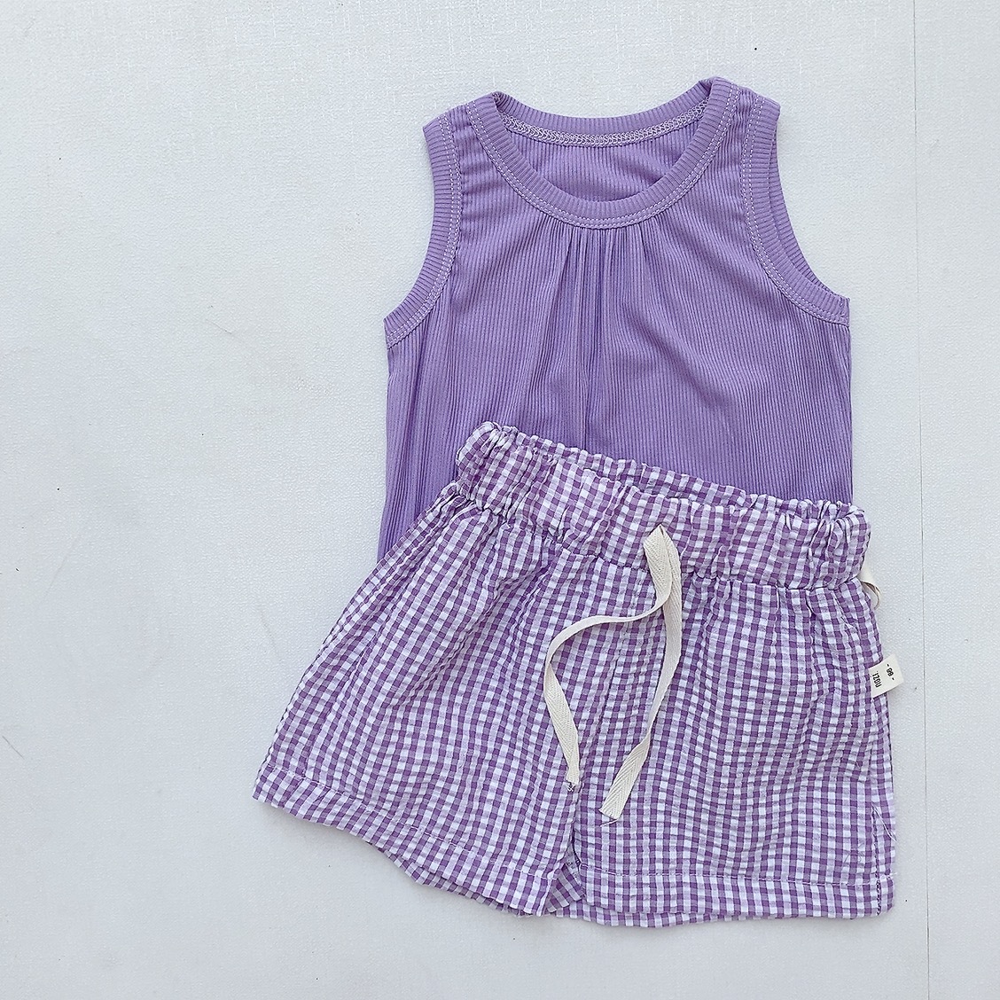 Chaleco para niños, pantalones cortos a cuadros, ropa fina de verano para bebés, 2025 nueva ropa para niños coreanos, ropa de verano para niños