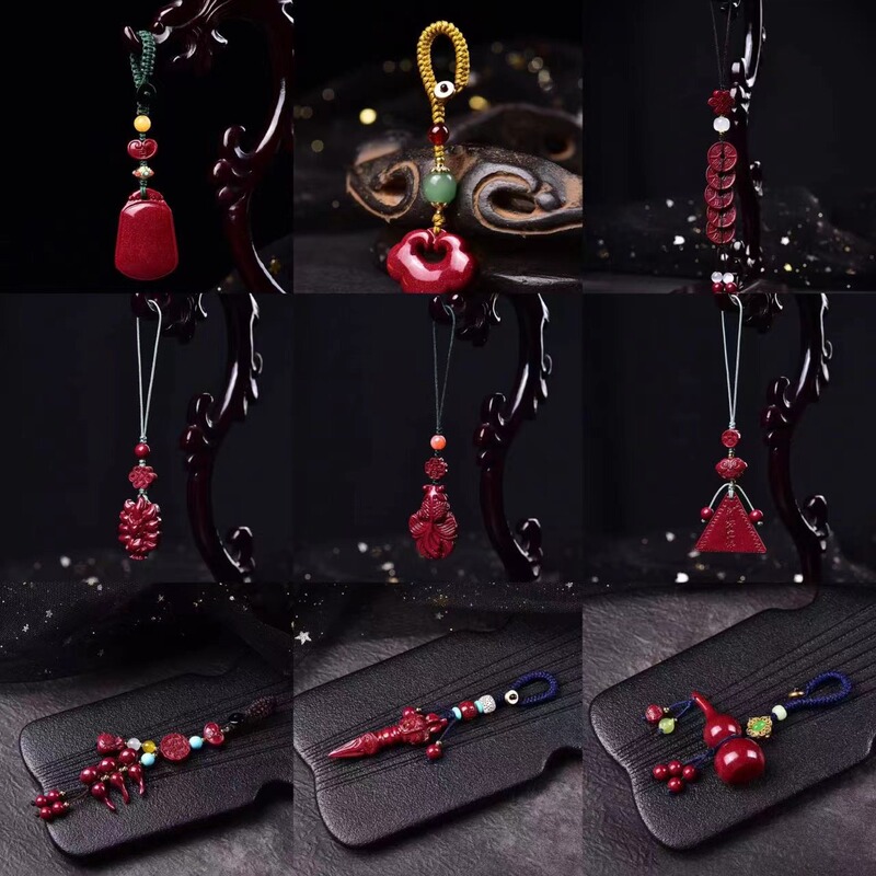 High-Content Cinnabar Purple Gold Sand Fortune Lock Lotus Peace Pendant Heart-Shaped Buddha Pendant Mobile Phone Chain Keychain Wholesale