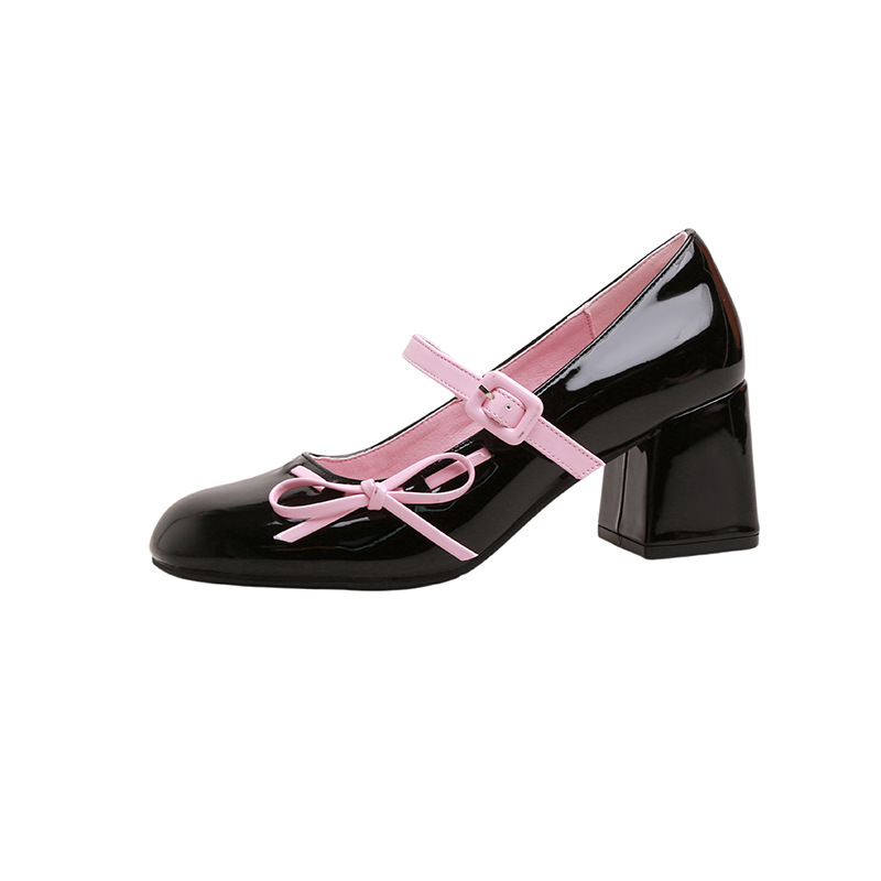 Primavera nuevo pequeño 6 cm de altura gruesa zapatos marijin zapatos de arco dulce de mujer zapatos de tacón alto