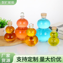 创意高颜值玻璃葫芦瓶265ml透明加厚玻璃果酒瓶透明空酒瓶批发