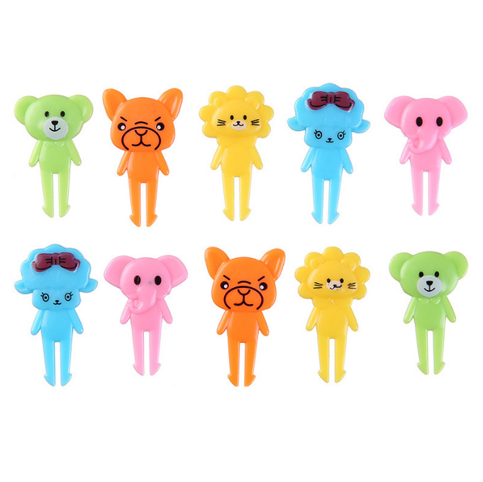Uso doméstico Cartoon Tenedores para fruta para niños Creativo Animales para niños Set de palillos de plástico para fruta Palillos para fiambrera