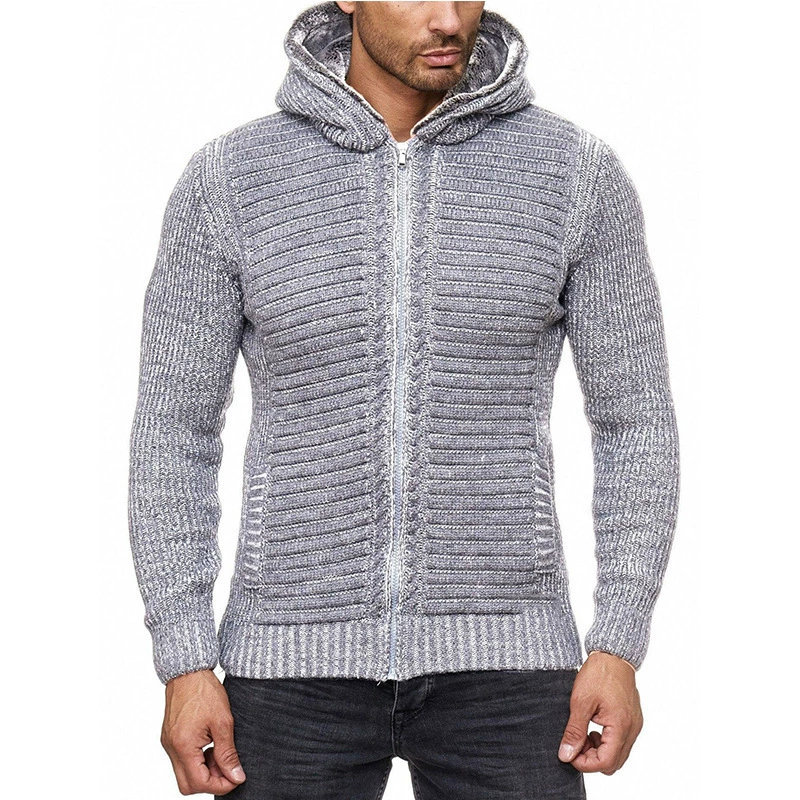 (Cross-border trading), demi-season sweater, men's cardigan, long-sleeve with hood, knitted jacket, slim fit, European style