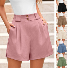 Women's Clothing High Waist Fashion Casual Shorts Solid Color Comfortable With Pockets_voghion.com
