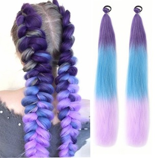 Girls Rubber Band Ponytail Wigs Hair Twigs Braids Boxing Braids Colorful Battlestring Braids Children's Ponytail Wigs
