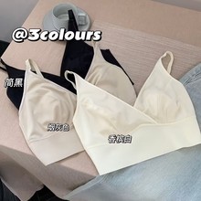 兔耳朵杯无痕无钢圈固定杯美背文胸大胸显小轻薄透气防下垂内衣女