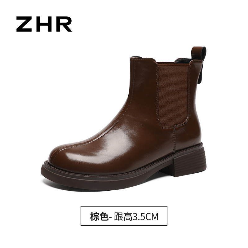 ZHR则则厚底保暖加绒短靴2025秋冬新款短筒英伦风马丁靴美拉德靴|undefined