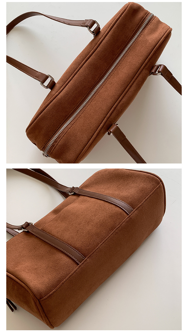 2024 suede autumn edition versatile shoulder bag, women's high-end sense, large capacity commuting plush bag_voghion.com