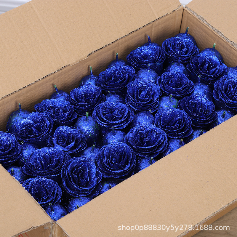 Flor de cristal rosa dorada rosa azul hechicera cabeza de flor color spray hielo picado azul nuevo jabón flor eterna material al por mayor