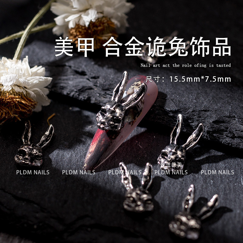 Japanese Nail Art Accessories Retro Rabbit New Alloy Prajna Rabbit ins Weird Style Nail Accessories