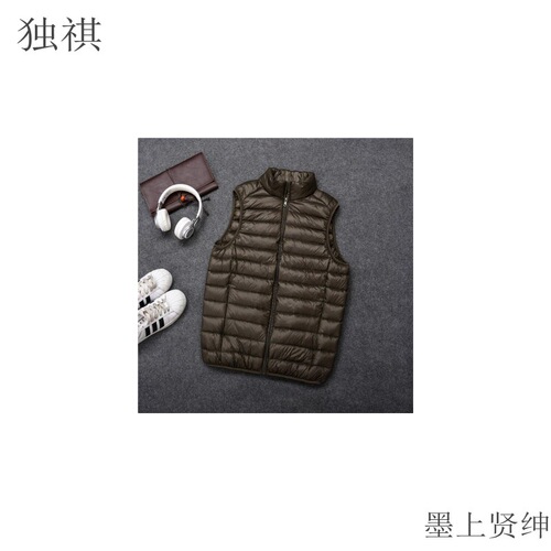Seasonal clearance ultra-lightweight unisex turtleneck down cotton vest jacket open-front padded jacket loose large size cotton coat trendy