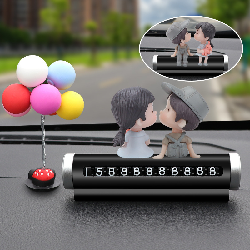 Matrículas de estacionamiento temporal de automóviles, decoraciones interiores de automóviles, personalidad linda, suministros creativos para automóviles, placas de teléfono de automóviles móviles