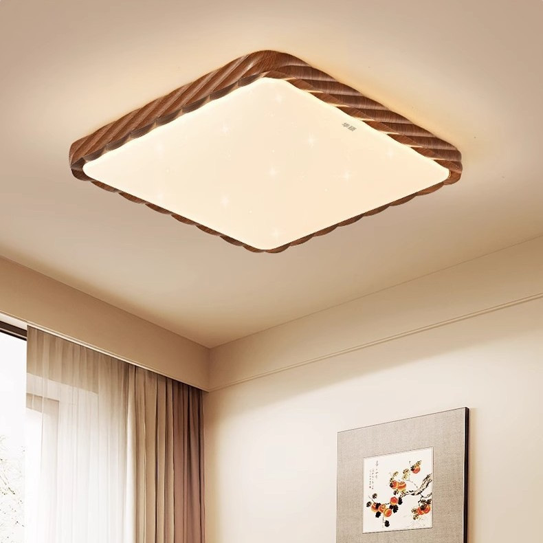 Nueva lámpara de dormitorio de color de nogal de estilo antiguo, lámpara de techo de sala de estar moderna simple, lámpara de sala de estudio del dormitorio principal, lámpara de techo