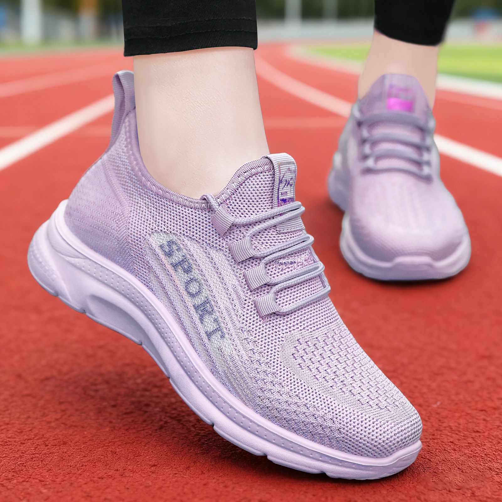 Zapatos de Mujer, Primavera 2026, Nuevo Estilo, Tejido Transpirable, Zapatos Deportivos de Poliuretano, Ligeros, para Correr, Suela Suave, Casuales, Venta al Por Mayor