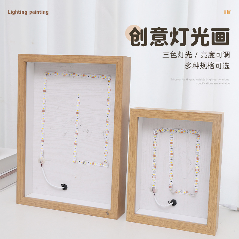 in stock Light Painting Photo Frame with Light Home Gift Valentine's Day Moonlight Painting Night Light Decoration Solid Wood Table Album in stock Light Painting Photo Frame with Light Home Gift Valentine's Day Moonlight Painting Night Light Decoration Solid Wood Table Album