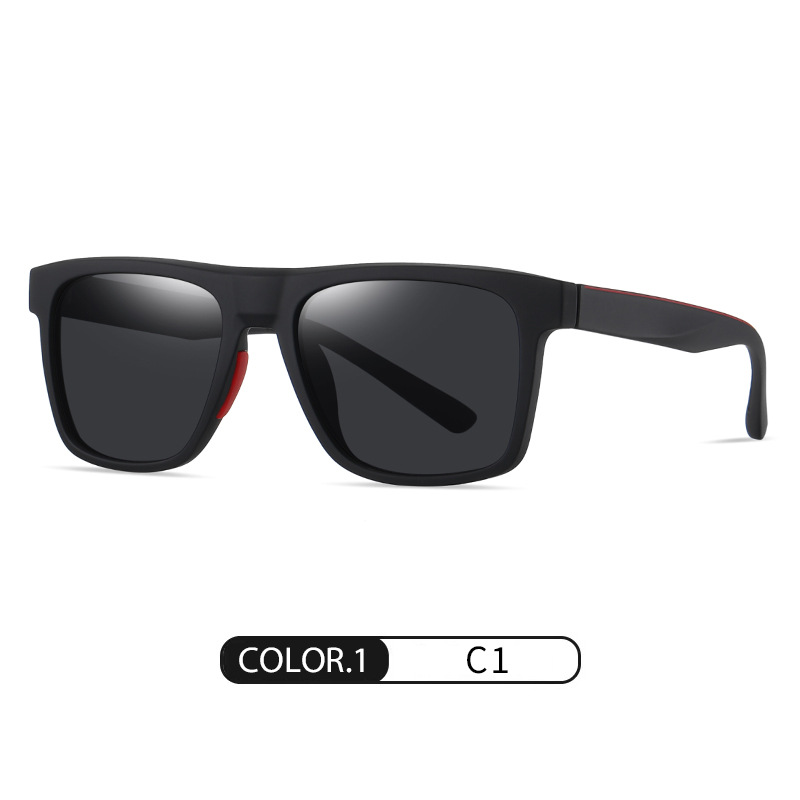 Nueva lente polarizada para hombre TR S11103 Gafas de sol de caja cuadrada de goma antideslizante de moda Gafas de sol de conducción al aire libre