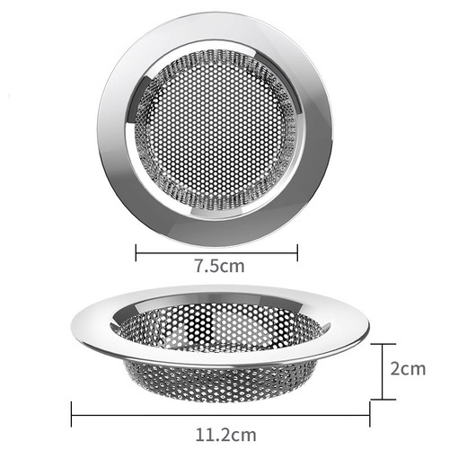 Stainless steel sink filter screen, washing basin pool drain pipe sump basket, kitchen residue filter screen and draining basket.
