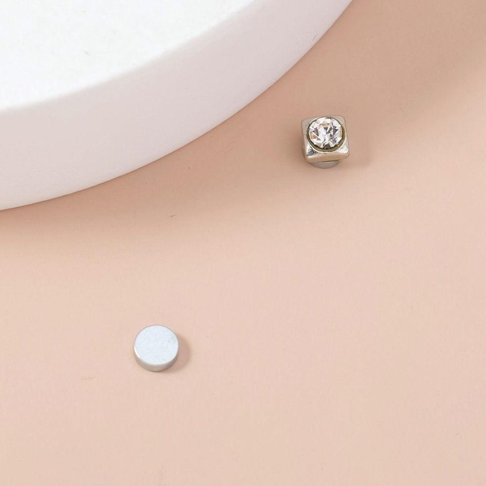 fashion stainless steel square diamond nose ring magnetic false nose stud