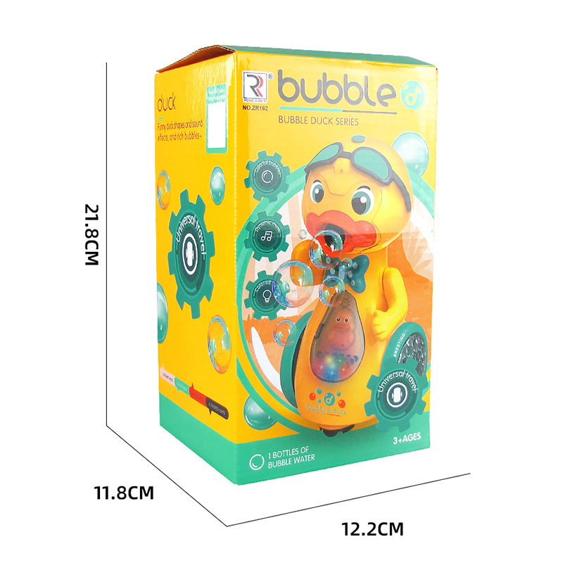 Douyin mismo pequeño pato lindo máquina de burbujas eléctrica Universal caminando gafas de sol pato música iluminación automática burbuja soplando