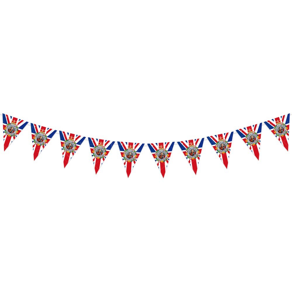 Fiesta de celebración británica transfronteriza bandera-tirando Tarjeta de Decoración de Pastel-insertando bandera-tirando de la bandera de la coronación del rey Carlos III