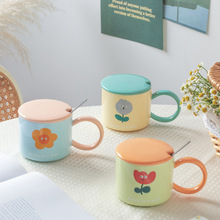 可爱陶瓷杯子带盖设计小众马克杯女家用情侣水杯创意办公室咖啡杯