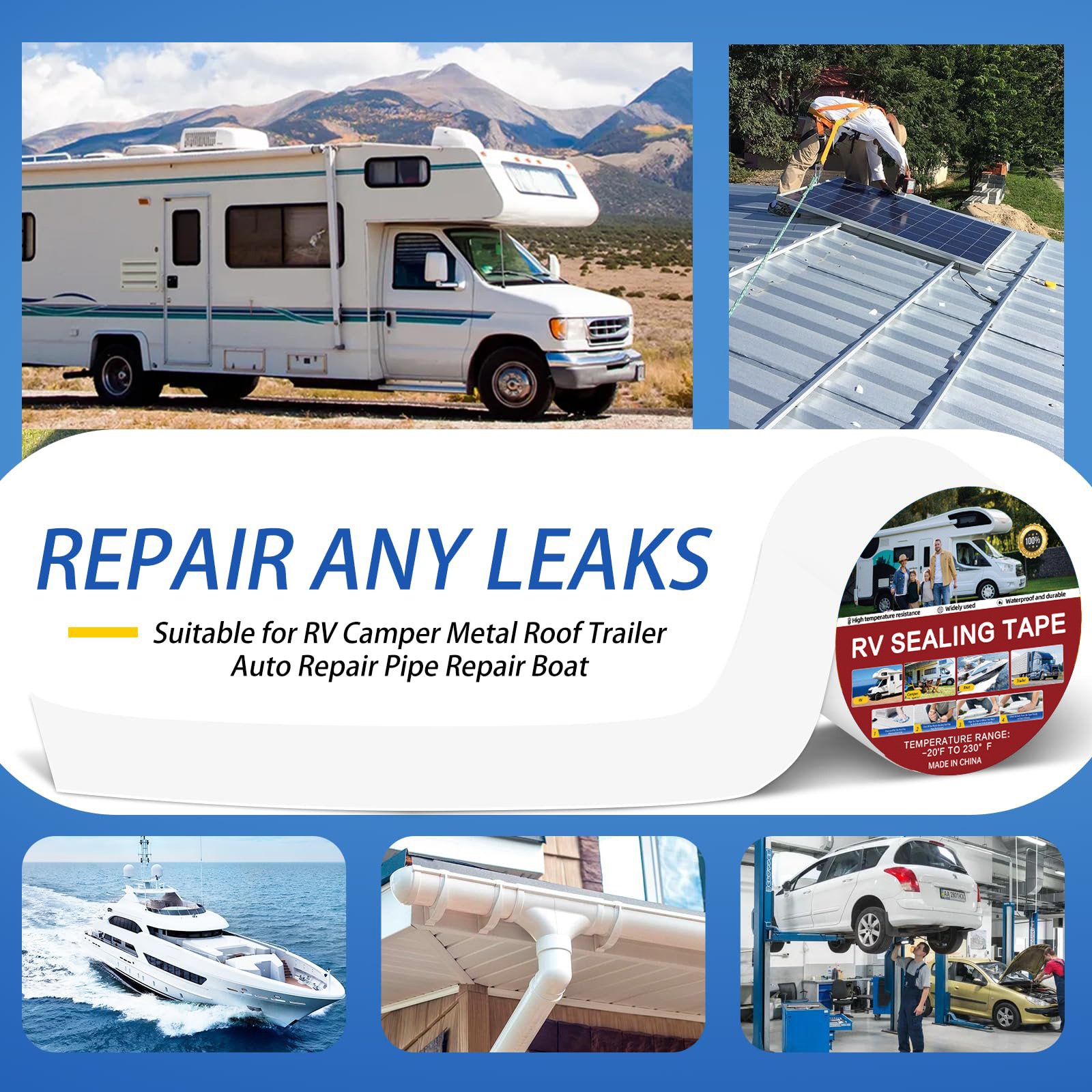 Cinta de autocaravana RV adhesive techo de camión sellado ventana para reparación de fugas película de fluorocarbono cinta de reparación impermeable