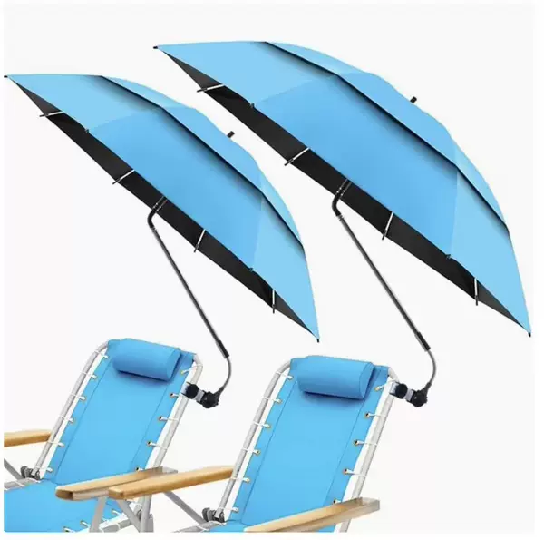New clip-on umbrella, windproof beach chair umbrella, camping and fishing chair, black-coated sun protection umbrella, foldable dual-use