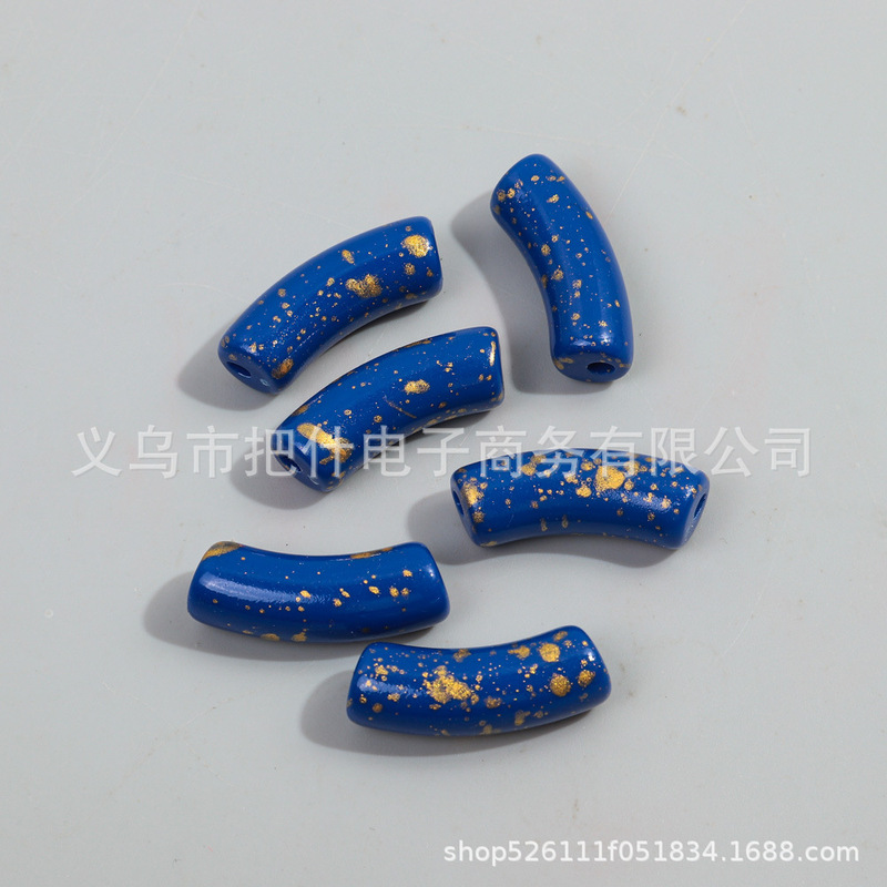 10颗/包11*34mm亚克力喷墨大号弯管珠子DIY串珠手链耳饰品配件|undefined