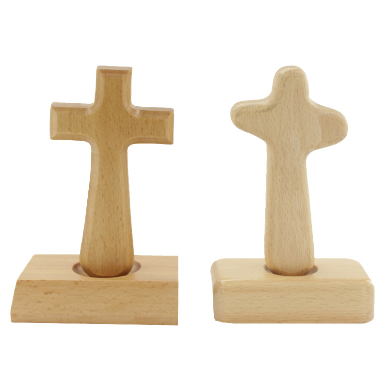 Cross Wooden Ornaments Decorative Crafts Creative Gifts Christian Catholic Solid Wood Cross Lettering