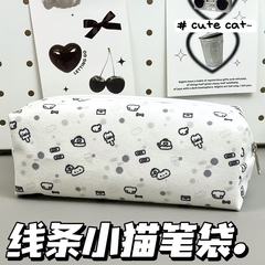 【工場受注画像】ライン子猫ペンケース インス かわいい 高価値 シンプル風 大容量 学生ペンケース
