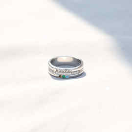 跨境欧美十二月份诞生石mama母亲节戒指女宽版高级感个性指环叠戴