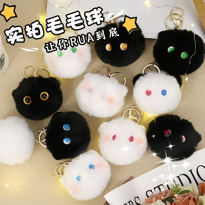Gato de carbón nuevo colgante de peluche hecho a mano gatos ligeros llaveros lindos bolsas escolares colgante regalo creativo