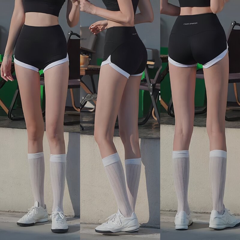 Three-Quarter Length Shorts for Yoga and Fitness, Peach-Shaped Butt-Enhancing, Color-Blocked, Women's Summer High-Waisted Quick-Dry Shorts, Anti-Exposure Three-Quarter Length Shorts for Yoga and Fitness, Peach-Shaped Butt-Enhancing, Color-Blocked, Women's Summer High-Waisted Quick-Dry Shorts, Anti-Exposure
