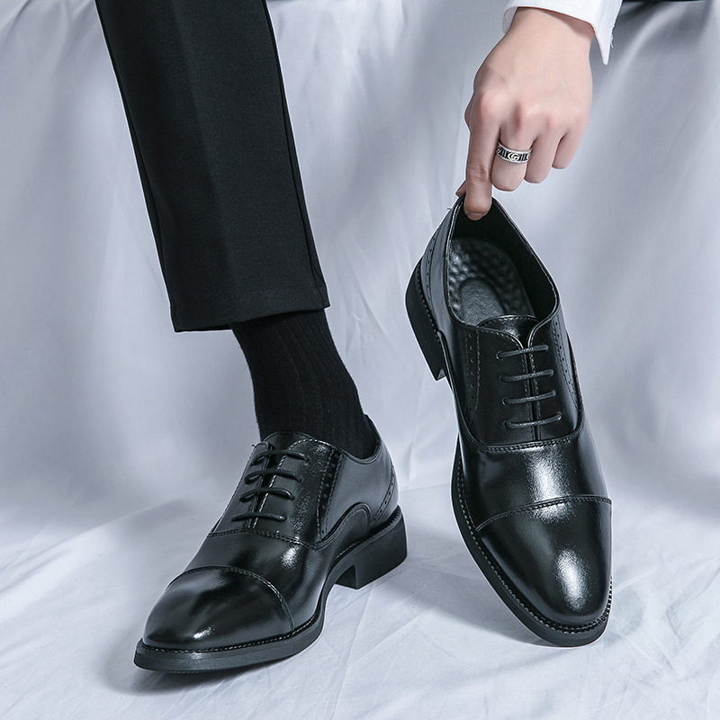 Transfronterizos de negocios grandes zapatos de cuero tallado de lazos negros zapatos de cuero de oficina de hombre zapatos de boda image 3