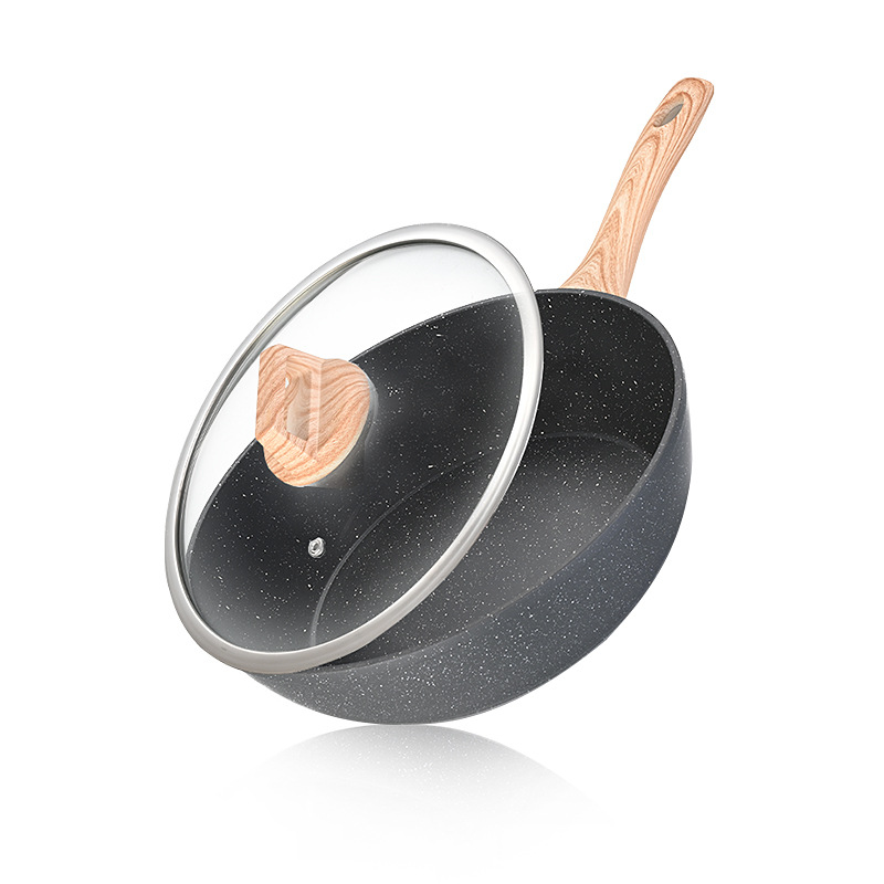 Comercio exterior transfronterizo Piedra médica Olla de sopa de doble oreja Olla antiadherente Olla de aluminio para el hogar Cocina de inducción sin humo de aceite Estufa de gas