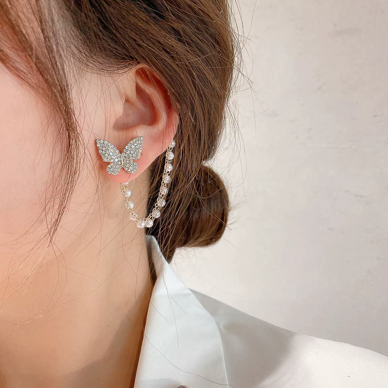Ear clips with tassels, brand earrings, accessory, internet celebrity, wholesale